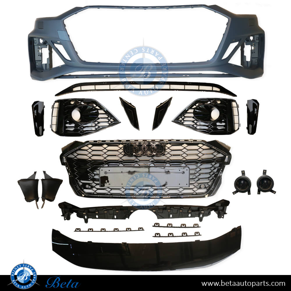 Front Bumper with PDC and Park Assist RS5 Look for Audi A5 2020-Up models, Part Number 8W6807065AG Front Bumper with PDC and Park Assist RS5 Look for Audi A5 2020-Up models, Part Number 8W6807065AG